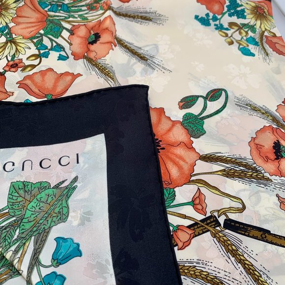 Gucci Silk Floral Scarf with Slight Shimmer - Picture 7 of 14